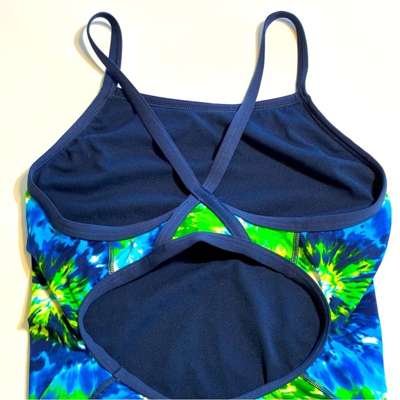 Speedo Endurance+ Flyback 1-Piece Women’s Swimsuit Blue Green Tie Dye 8/34 - Picture 5 of 7